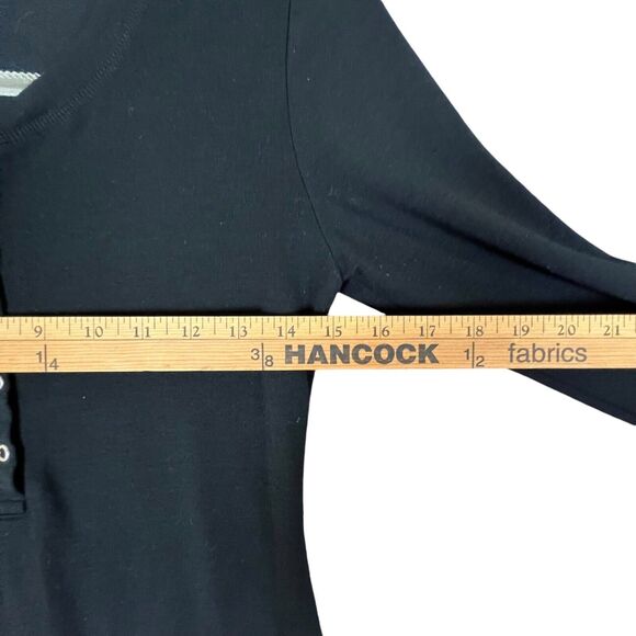 Anatomie Henley Shirt 3/4 Sleeve Stretchy Snap Button Raw Edge Black Sz Small - Picture 8 of 10